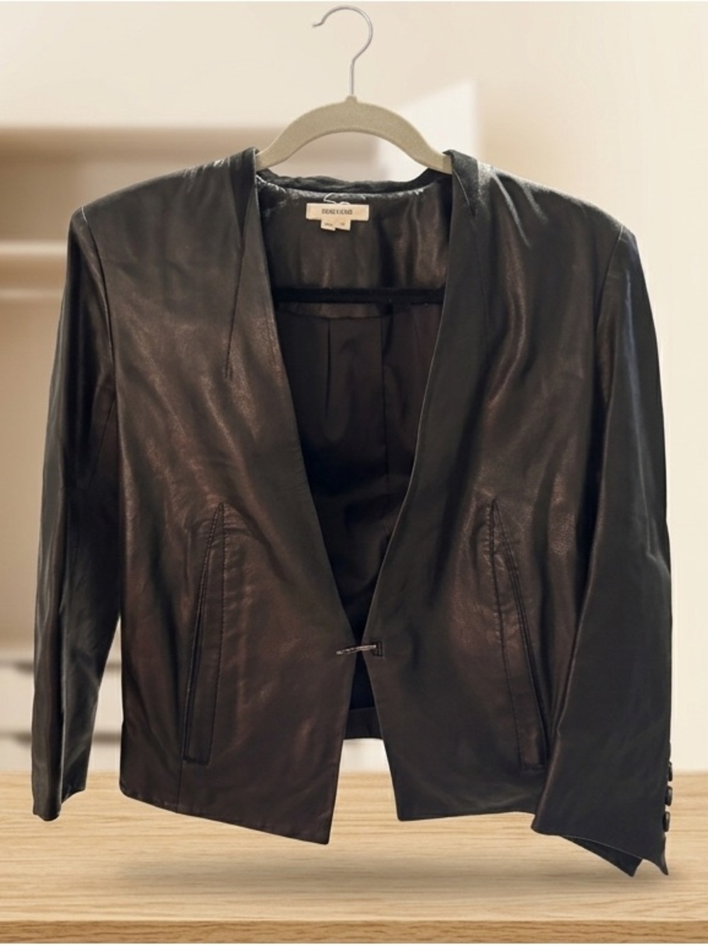 Helmut Lang Black Leather Open Blazer Jacket